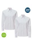 Girls Long Sleeve Blouse with Standard Collar (Twin Pack) - White