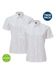 Girls Short Sleeve Blouse with Standard Collar (Twin Pack) - White