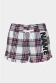 Personalised Tartan Ladies Frill Pyjama Shorts