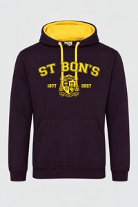 Bespoke St Bonaventures Black and Gold Contrast Hoodie