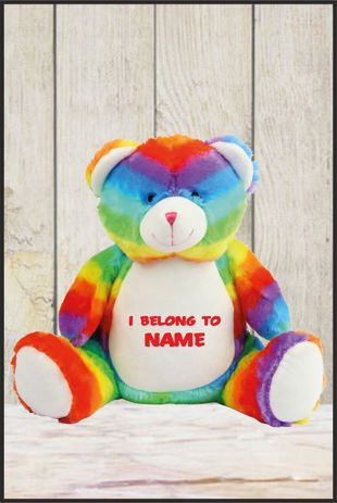Mumbles - Zippie Rainbow Bear with Personalised Name