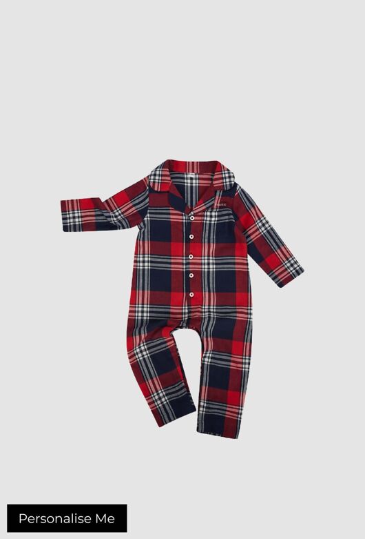 Babies Personalised Tartan all-in-one - Personalised Christmas Family Range