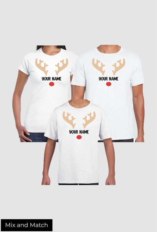 Personalised Matching Family Rudolf t-shirts