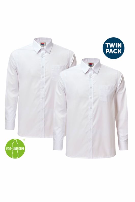 Boys Long Sleeve Shirt (Twin Pack) - White